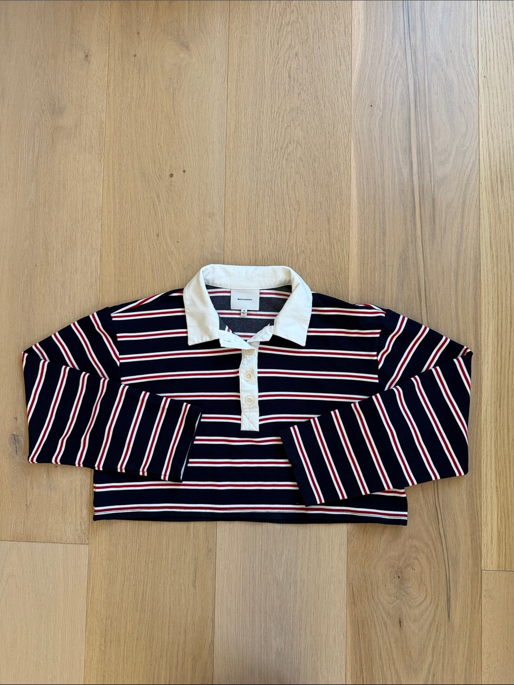 Reformation Anna Striped Rugby Polo